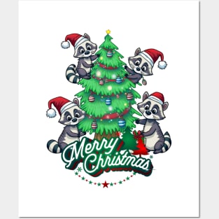 Merry Christmas Raccoons! Posters and Art